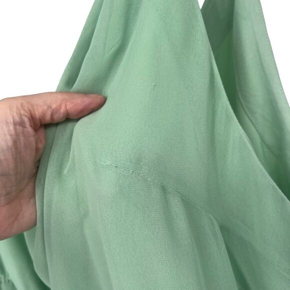 ASOS DESIGN Soft Green Pleated Cami Mini Dress w/ Drawstring Waist Sz 22 Women’s - Picture 2 of 11